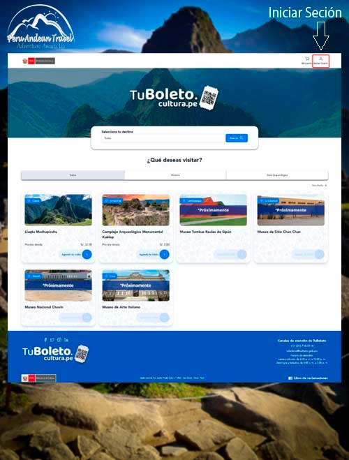 tu boleto Machu Picchu pagina oficial