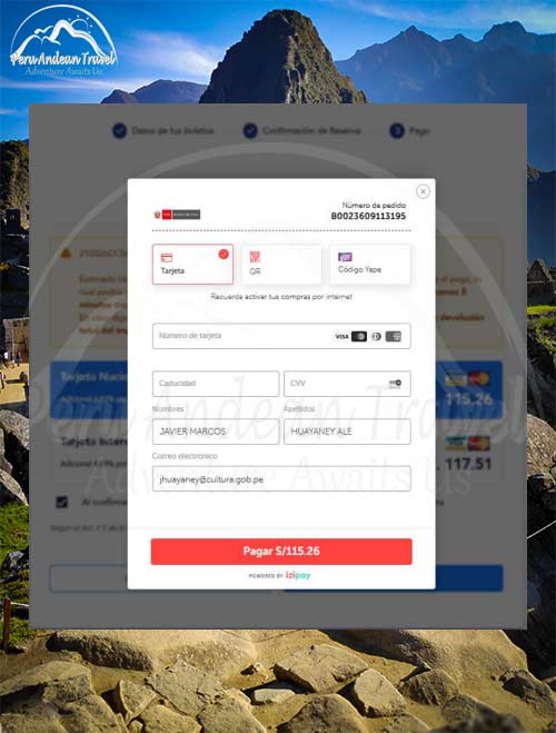 Pago Online Machu Picchu
