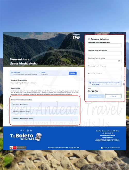 Plataforma de reserva de Machu Picchu