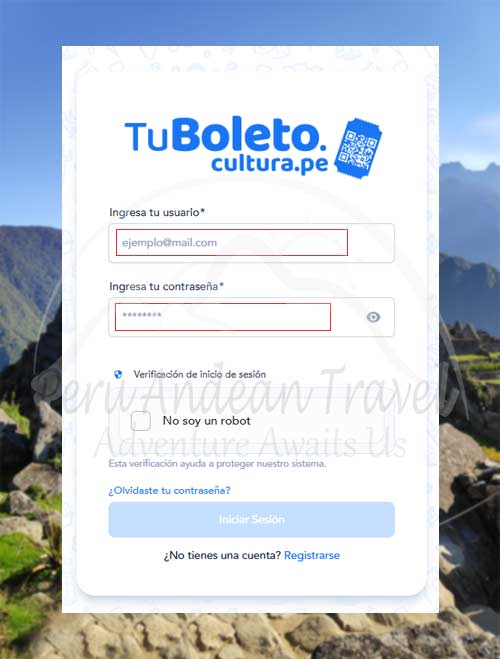 crear usuario y contraseña